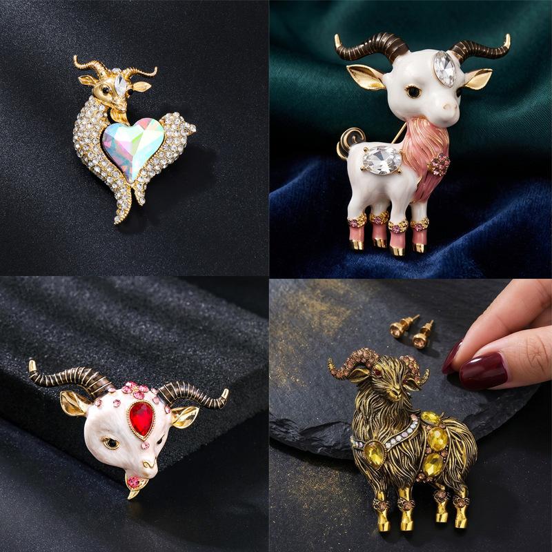 Unique Men'S Formal Wear - Unique Rhinestone Goat Brooch Scratch-resistant Alloy