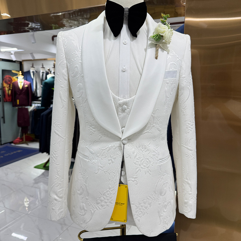 Formal Wear For Men Black Suit - Men Wedding Suit White 3 Piece