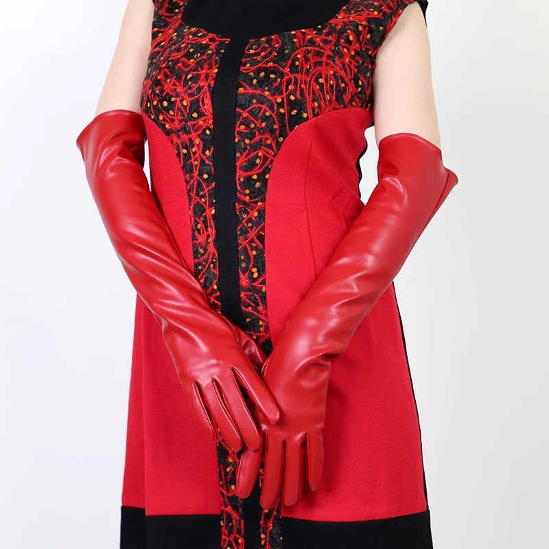 Formal Glove Leather - Women's Runway Fashion Red PU Leather
