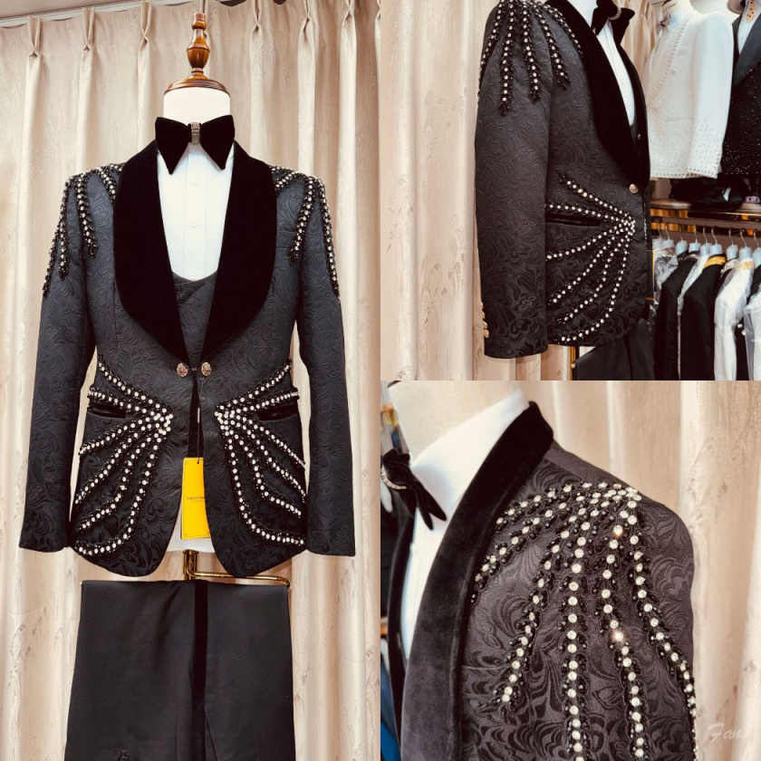Men'S Formal Wear Waistcoat - Gorgeous Crystal Tassel Men Suit 3