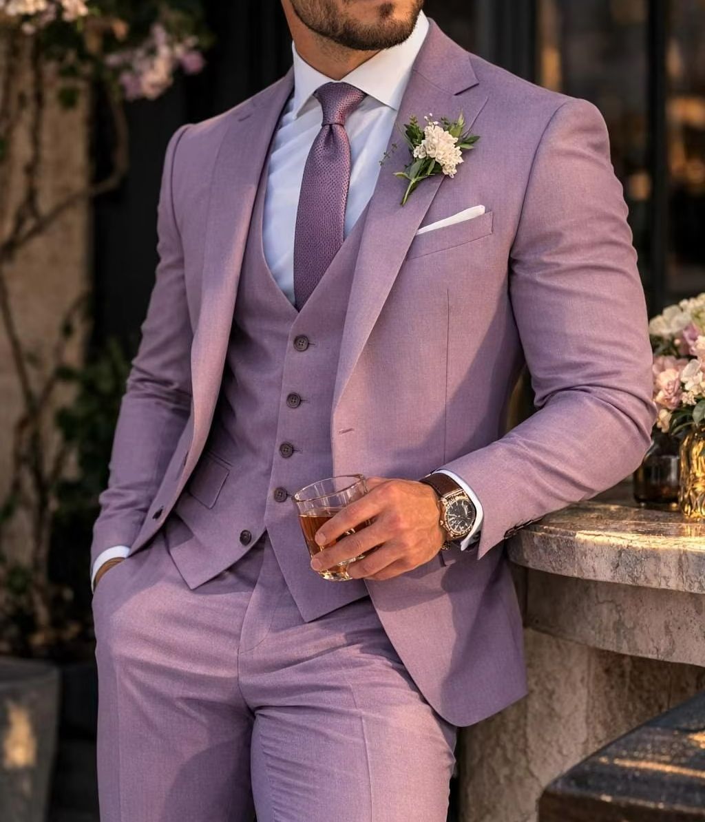 Lavender 3 Piece Men's Suit Li - đánh giá và giá Men'S Formal Wear Waistcoat