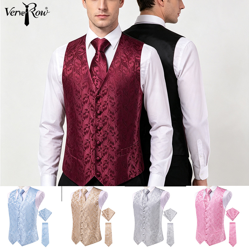 VerveRow Men Burgundy Floral J - đánh giá và giá Men'S Formal Wear Waistcoat