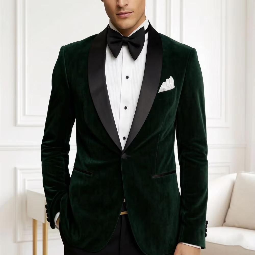 Men Velvet Blazer Slim Fit Sui - đánh giá và giá Formal Wear For Men Black Suit