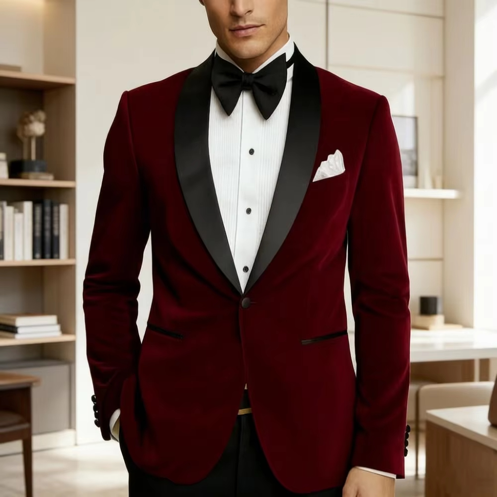 Men Velvet Blazer Slim Fit Sui - đánh giá và giá Formal Wear For Men Black Suit
