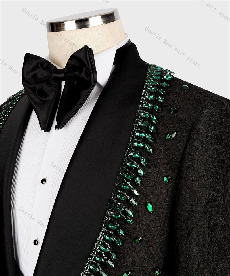 Luxury Crystals Men Suit Set 2 - đánh giá và giá Formal Wear For Men Black Suit
