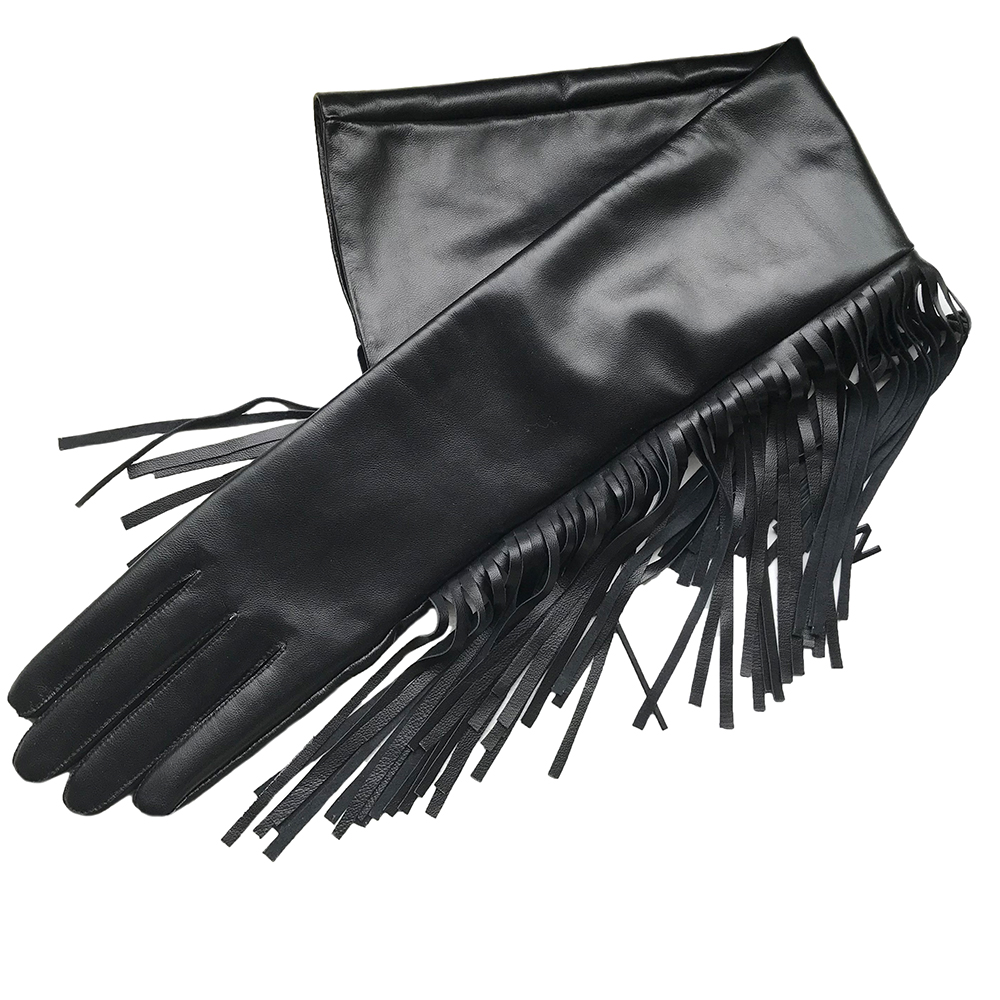 Nữ Găng Tay Dài Viền Tua Rua T - đánh giá và giá Formal Glove Leather