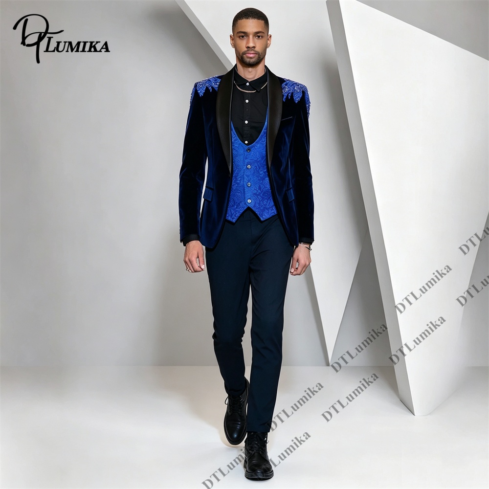 Peagent Men 3 Piece Velvet Sui - đánh giá và giá Formal Wear For Men Black Suit