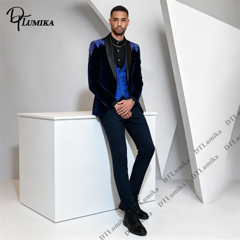 Peagent Men 3 Piece Velvet Sui - đánh giá và giá Formal Wear For Men Black Suit
