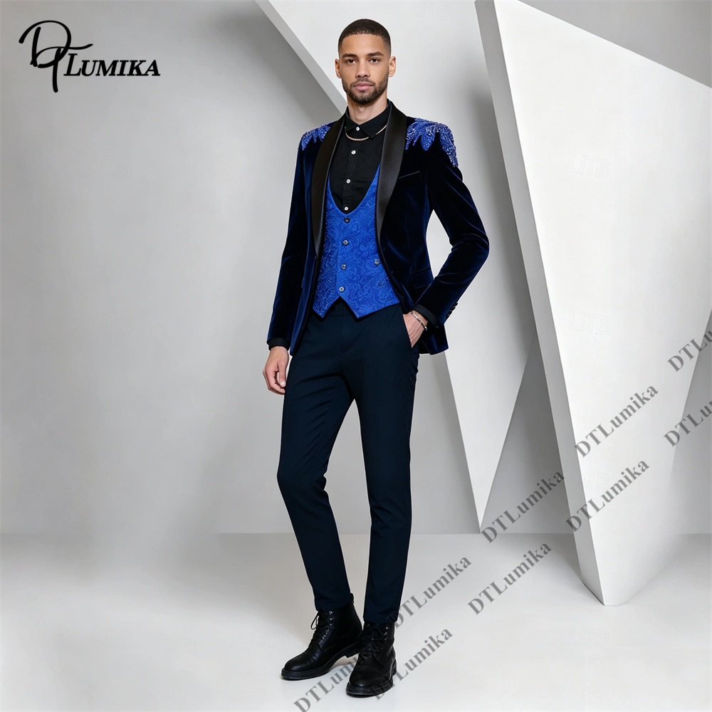 Peagent Men 3 Piece Velvet Sui - đánh giá và giá Formal Wear For Men Black Suit