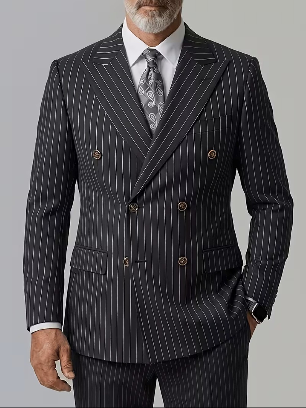 Men's Black Pinstripe Double  - đánh giá và giá Formal Wear For Men Black Suit