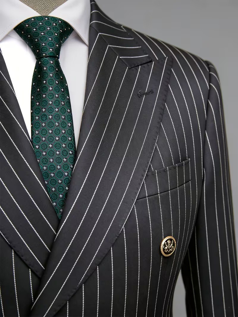  Men's Black Pinstripe Double  - đánh giá và giá Formal Wear For Men Black Suit